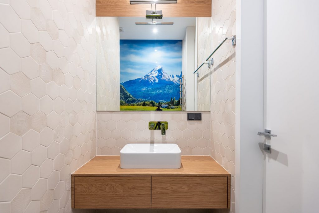 white sink in modern bathroom