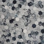 gray and black hive printed textile