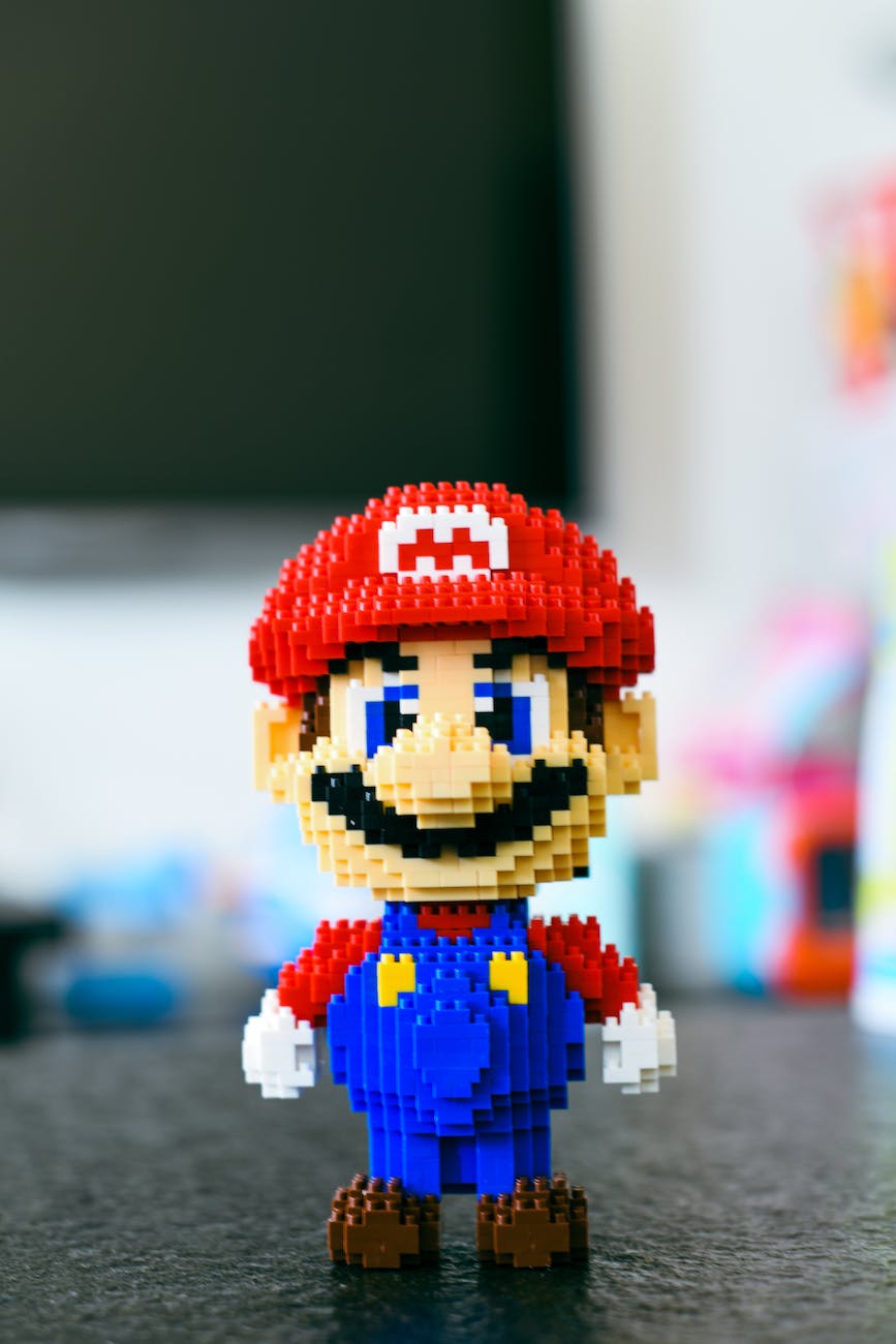 super mario made out of mini building blocks