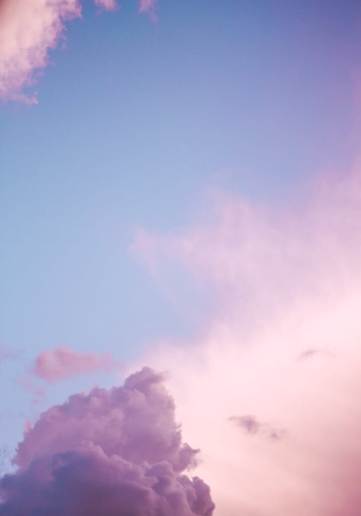 pink and blue sky at sunset