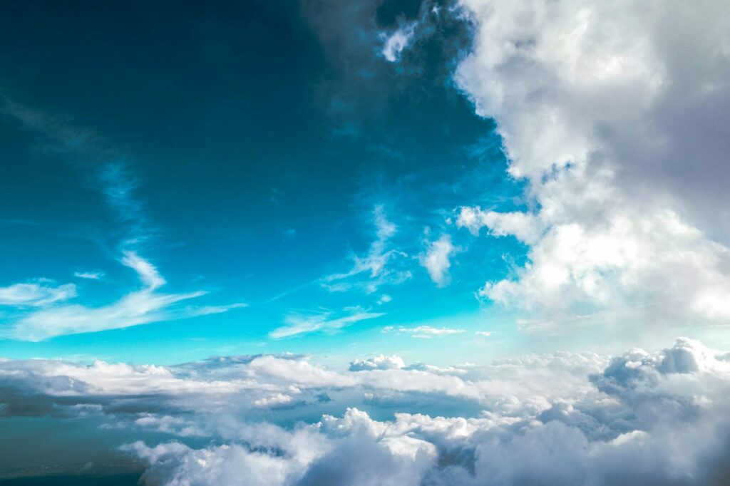 white clouds and blue sky