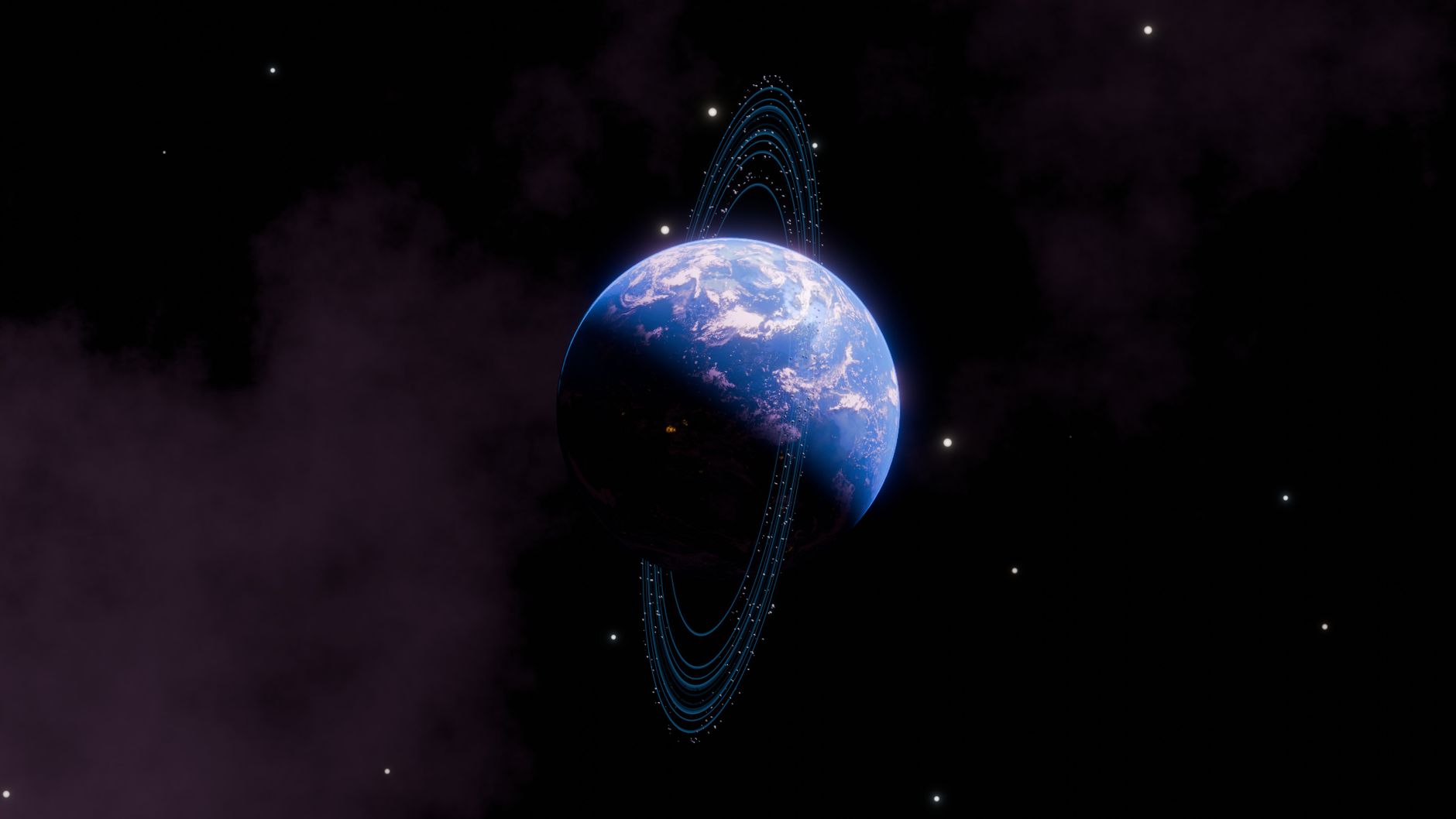 earth with rings in cosmic space